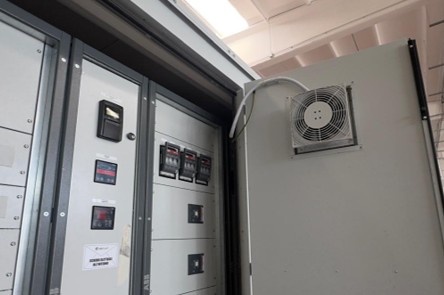 Forced ventilation and monitoring instrumentation — interior climate kept within switchgear operating limits.