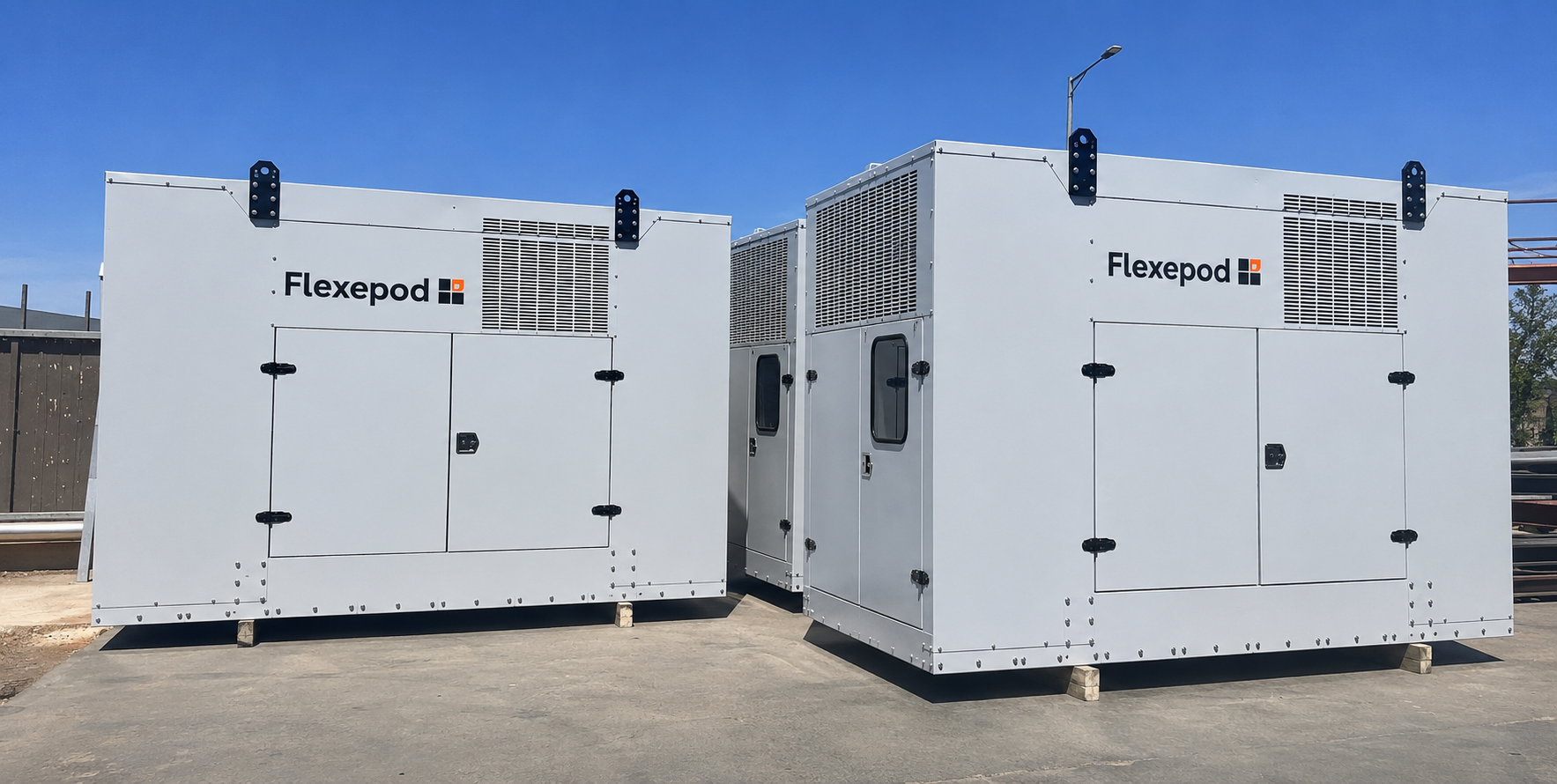 Standard and tall FlexEpod variants — factory-finished, ready for transport.